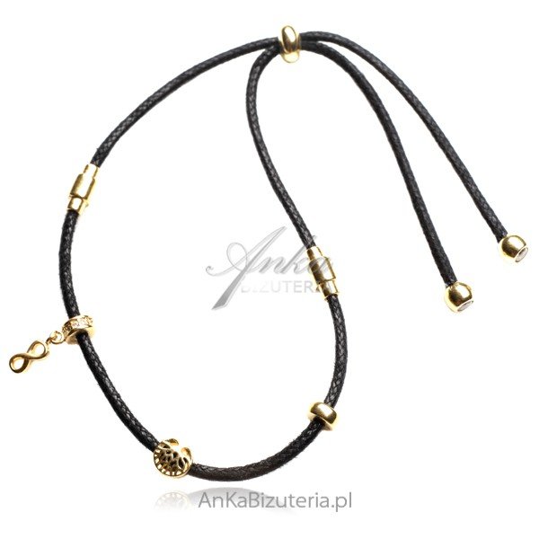 ankabizuteria.pl Bransoletka srebrna pozłacana z cyrkoniami i drzewki