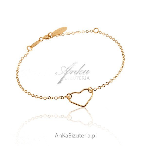 ankabizuteria.pl Bransoletka srebrna pozłacana serce