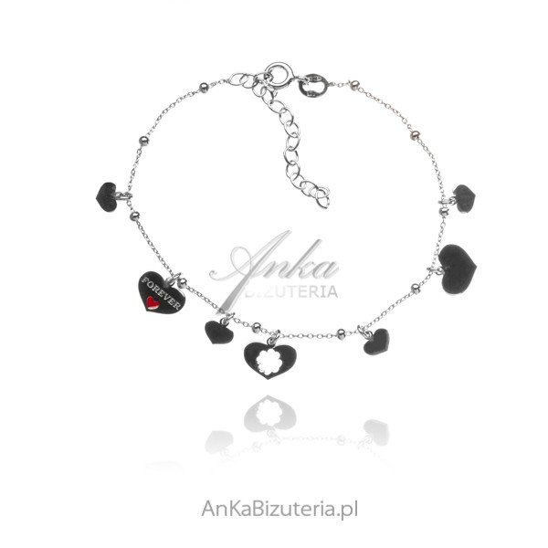 ankabizuteria.pl Bransoletka srebrna z serduszkami FOREVER