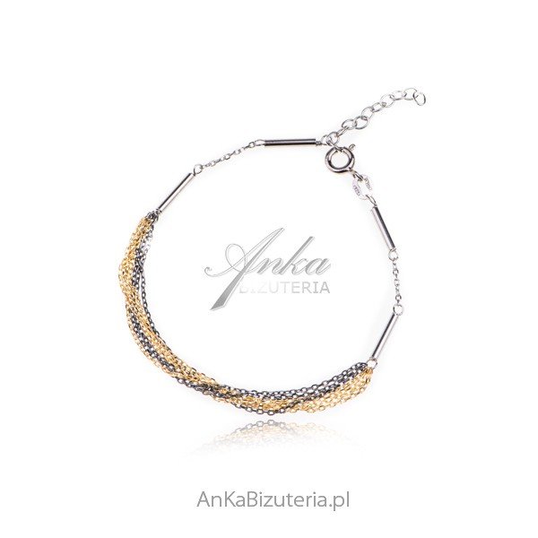 ankabizuteria.pl Srebrna bransoletka pozłacana i oksydowana