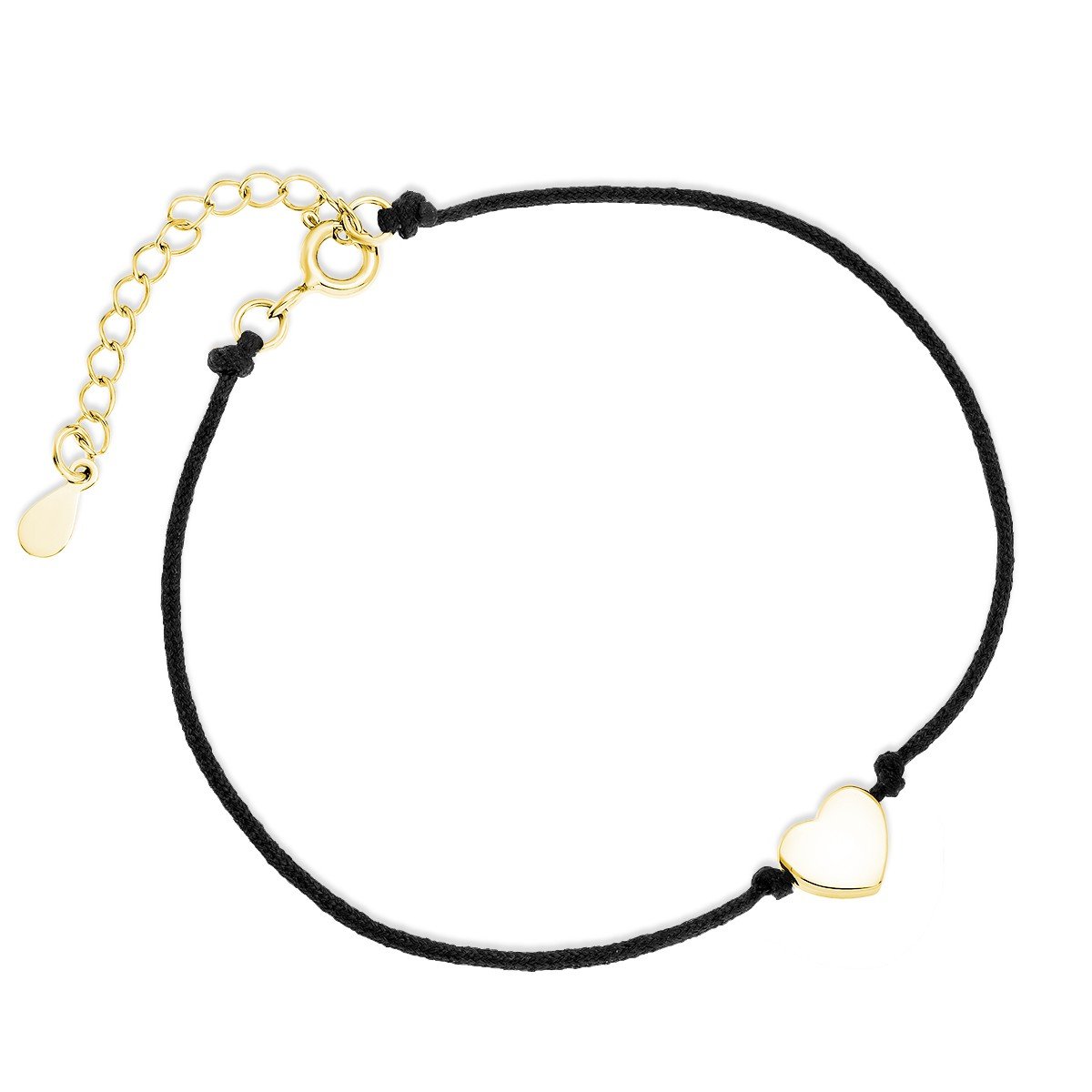 ankabizuteria.pl Bransoletka srebrna pozłacana SERDUSZKO na czarnym s
