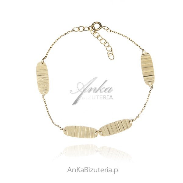 ankabizuteria.pl Bransoletka srebna pozłacana karbowana