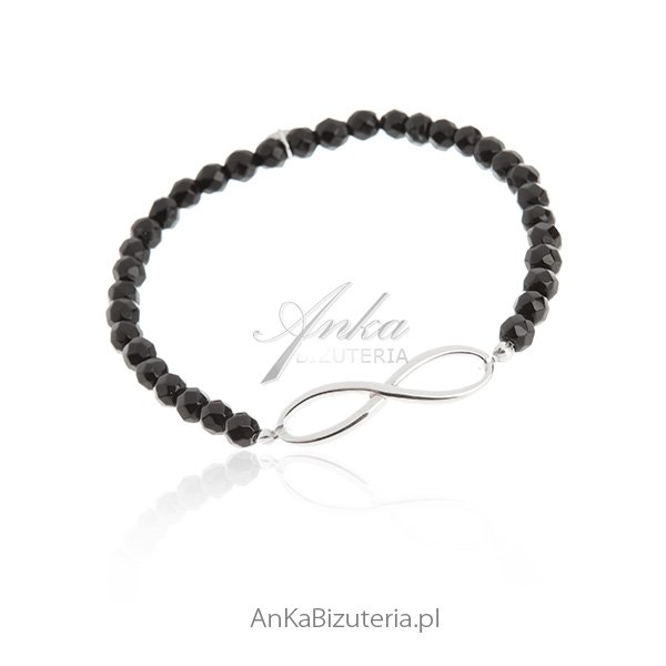 ankabizuteria.pl Bransoletka srebrna nieskończoność z onyksami