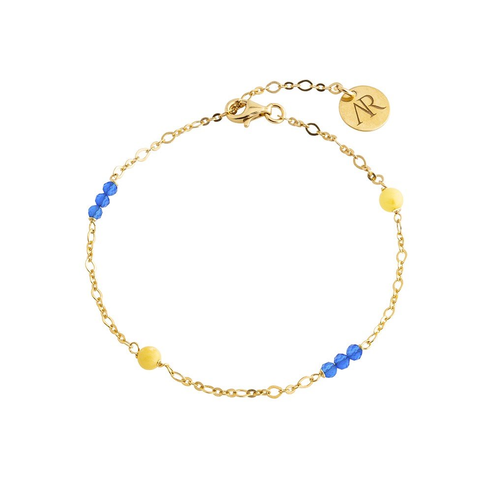 ankabizuteria.pl Bransoletka srebrna pozłacana z mlecznym bursztynem