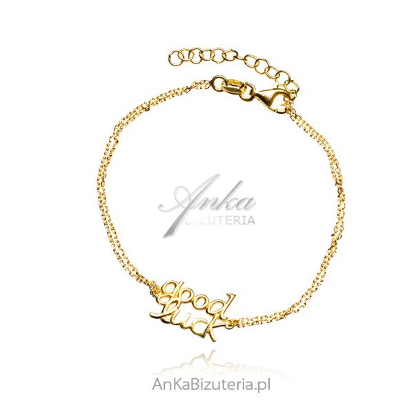 ankabizuteria.pl Bransoletka srebrna pozłacana GOOD LUCK
