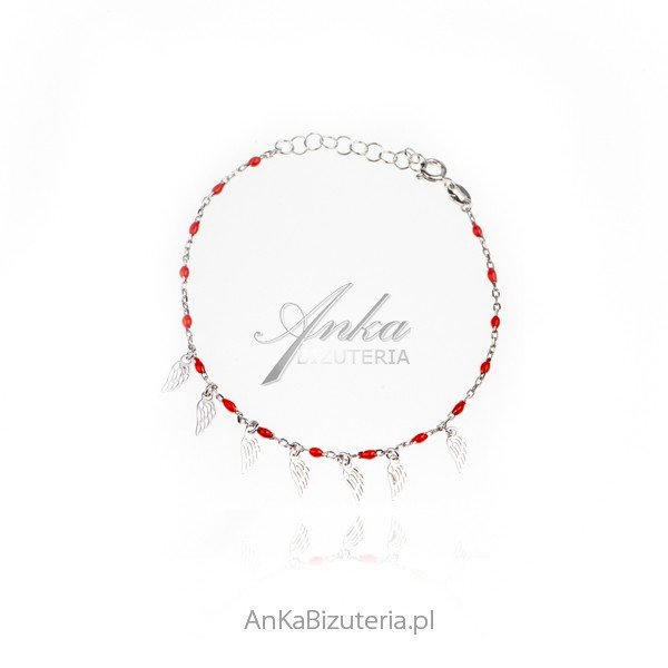 ankabizuteria.pl Bransoletka srebrna z czerwonymi koralikami - SKRZYD