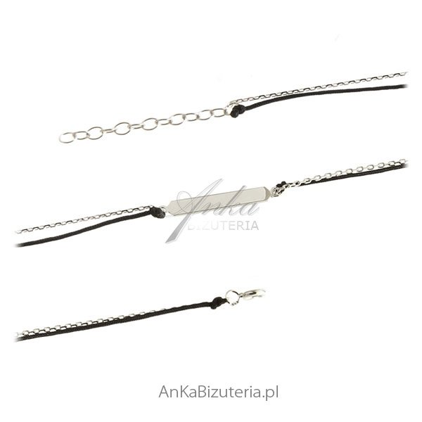 ankabizuteria.pl Bransoletka srebrna na czarnym sznureczku