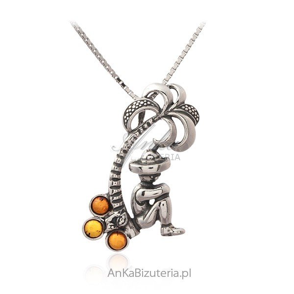 ankabizuteria.pl Srebrna zawieszka z bursztynem RELAKS POD ANANASEM