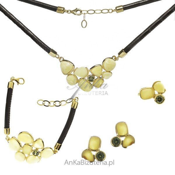 ankabizuteria.pl CUDNY komplet biżuterii srebrnej z bursztynem i natu