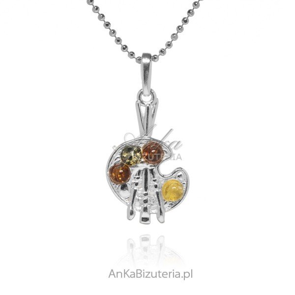 ankabizuteria.pl Zawieszka srebrna z bursztynem PALETA DO FARB