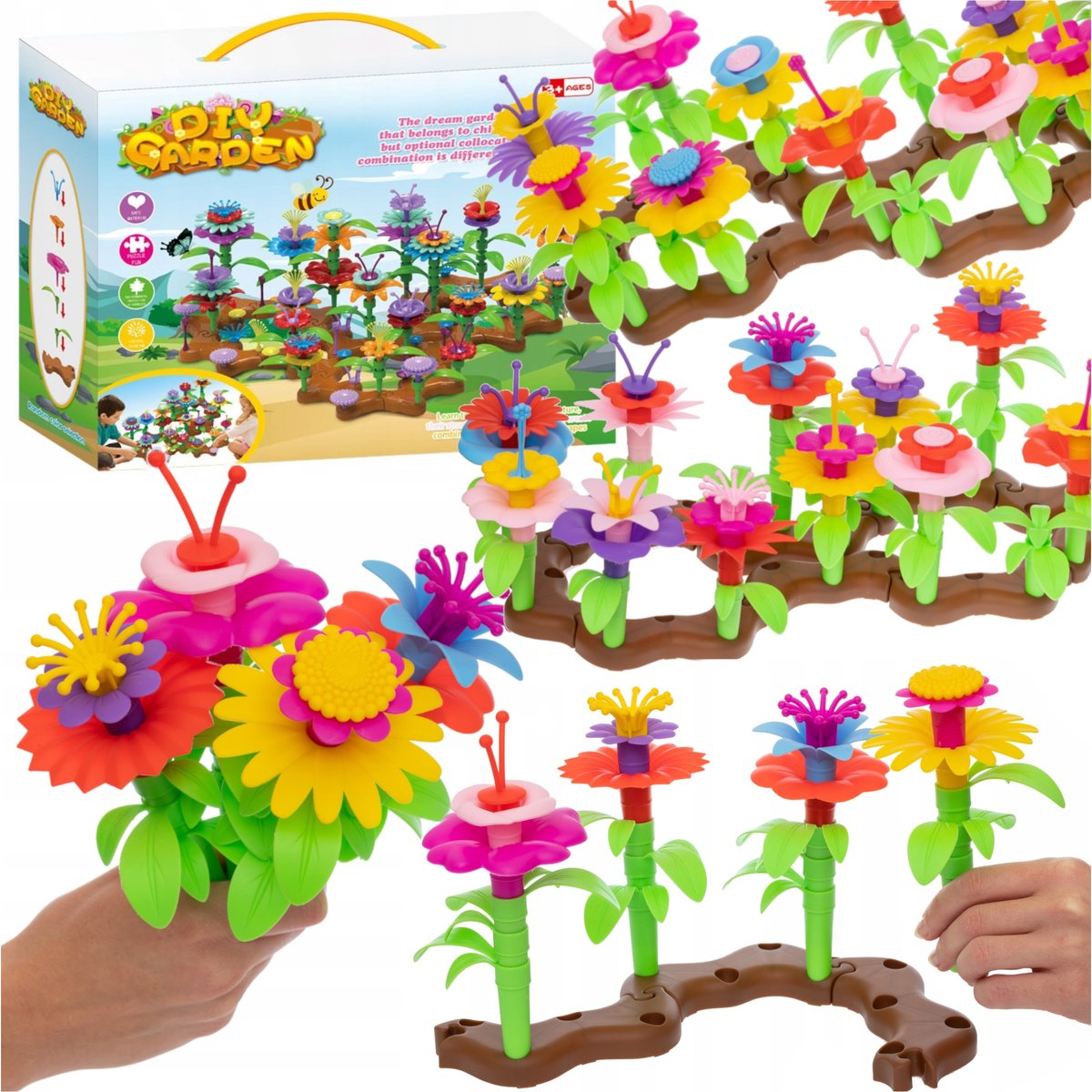 ZESTAW 148 PLASTIKOWYCH KLOCKÓW KONSTRUKCYJNYCH 