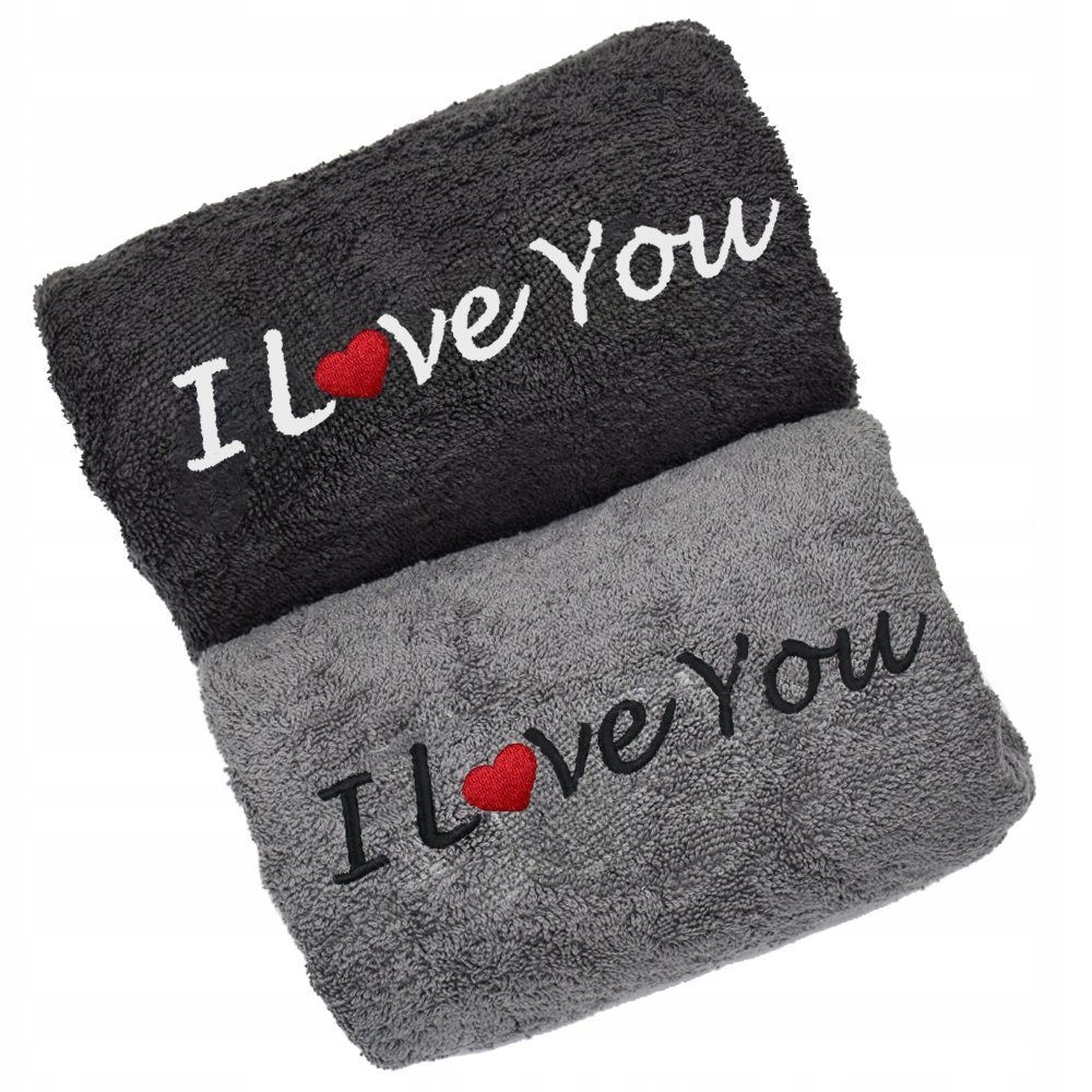 ZESTAW DWÓCH RĘCZNIKÓW Z HAFTEM NA PREZENT IMIĘ 140X70cm WALENTYNKI