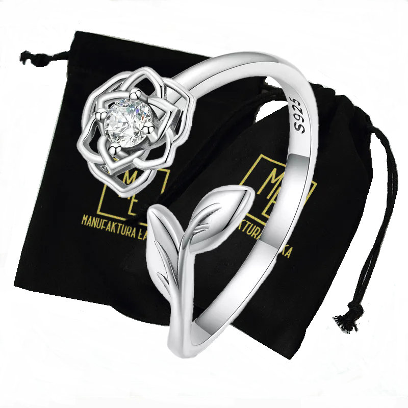 Pierścionek Srebrny Kwiatek Cyrkonie Róża 925 Damski Prezent Manufaktura Łącka / Manufaktura Łącka