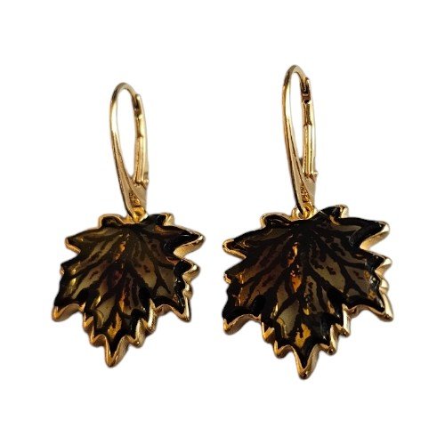 ankabizuteria.pl Piękne kolczyki z bursztynem ze srebra pozłacanego