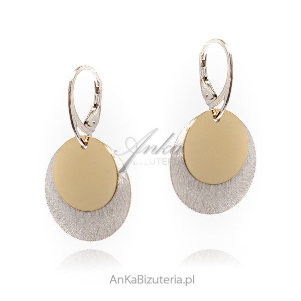 ankabizuteria.pl Kolczyki srebrne satynowane i pozłacane