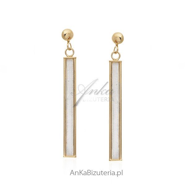 ankabizuteria.pl Kolczyki srebrne pozłacane i satynowane pałeczki