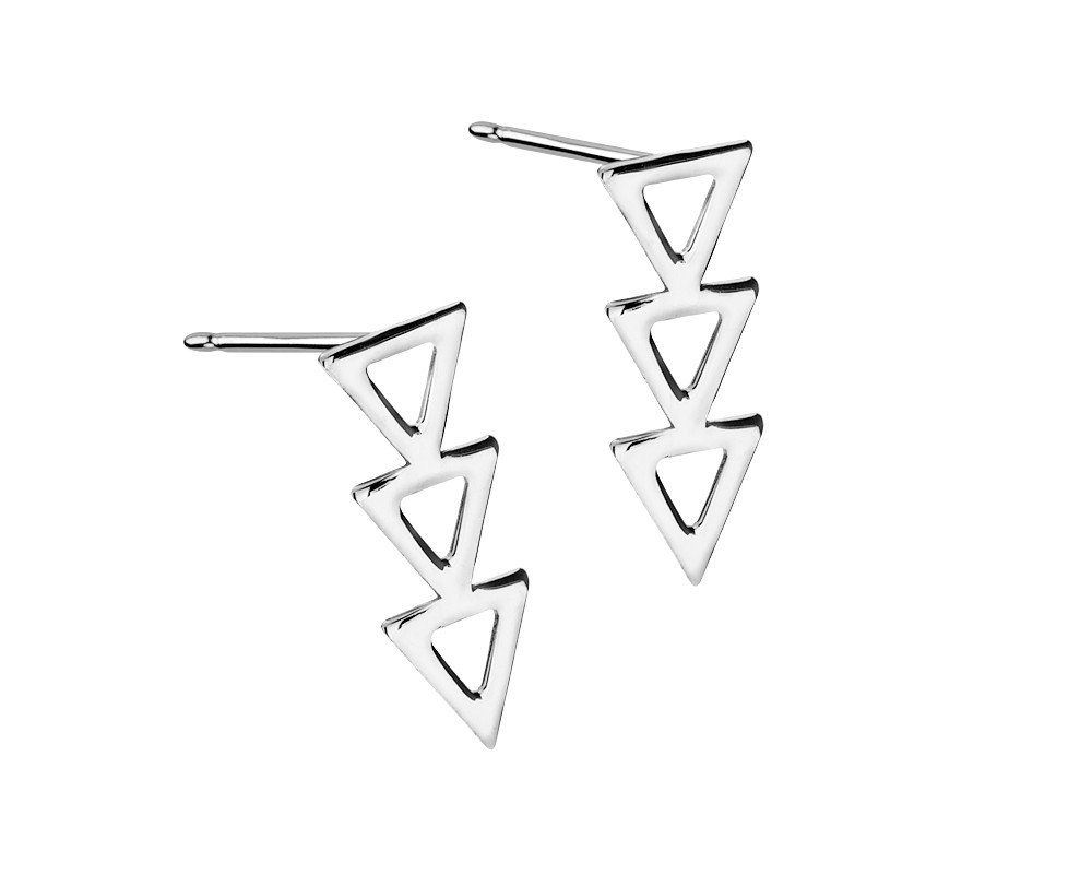 ankabizuteria.pl Kolczyki srebrne rodowane trzy trójkąty