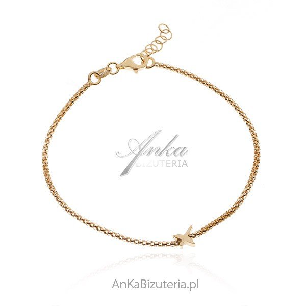 ankabizuteria.pl Bransoletka srebrna pozłacana z subtelną jaskółką