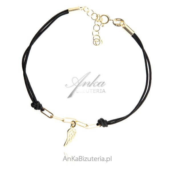 ankabizuteria.pl Bransoletka srebrna pozłacana z piórkiem