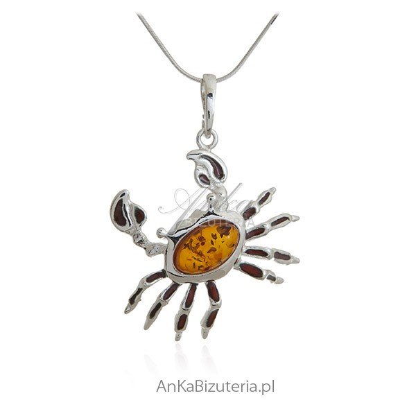 ankabizuteria.pl Zawieszka srebrna z bursztynem - Krab