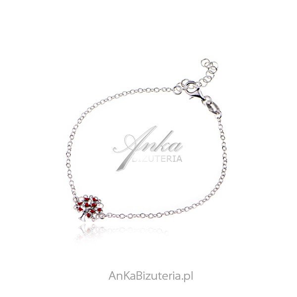 ankabizuteria.pl Bransoletka srebrna z czerwoną emalią DRZEWKO SZCZĘŚ