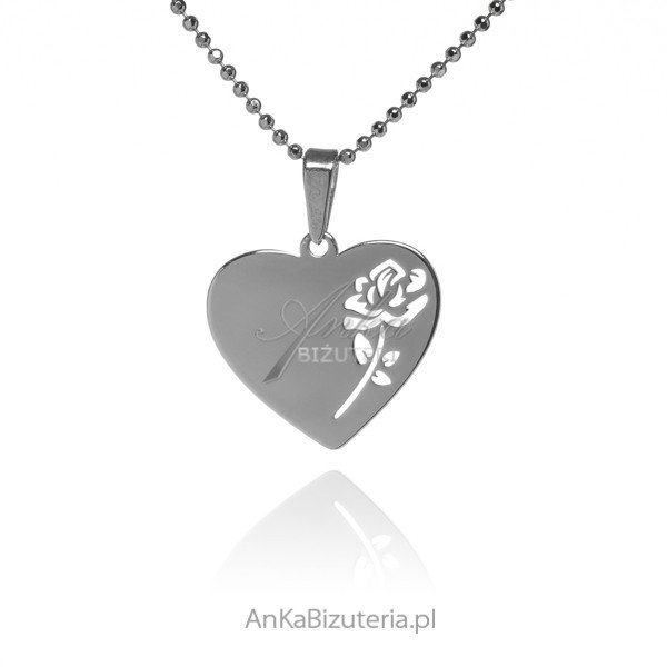 ankabizuteria.pl Zawieszka srebrna SERDUSZKO z różyczką do graweru