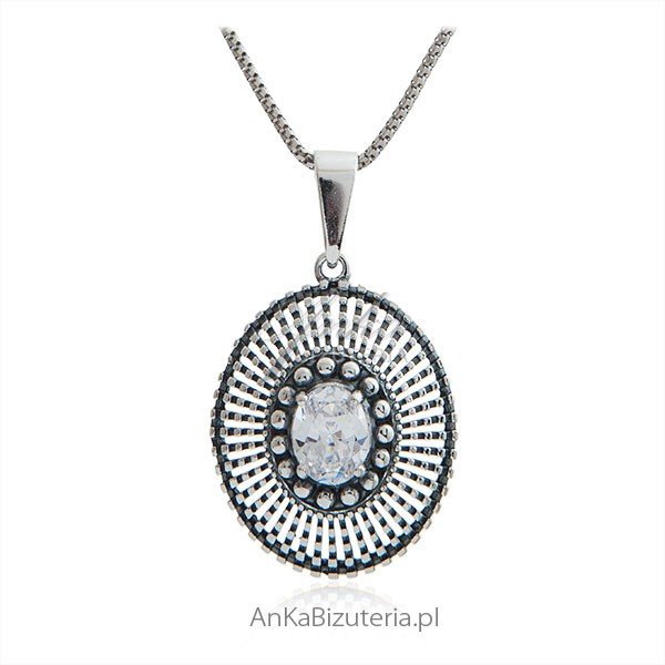 ankabizuteria.pl Zawieszka srebrna z cyrkonią - ażurowa zawieszka