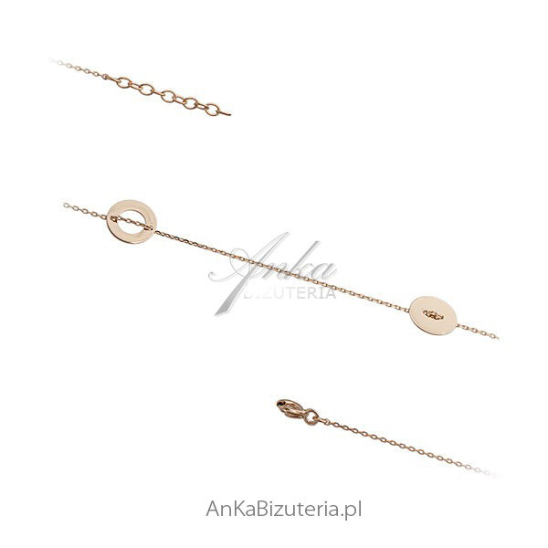 ankabizuteria.pl Bransoletka celebrytek - Srebrna pozłacana z kółeczk