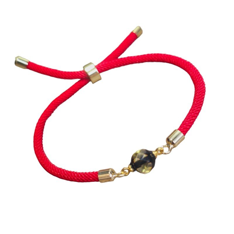 ankabizuteria.pl Bransoletka na czerwonym sznureczku z fasetowanym bu