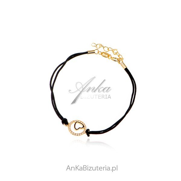ankabizuteria.pl Bransoletka srebrna pozłacana z serduszkiem w kółecz