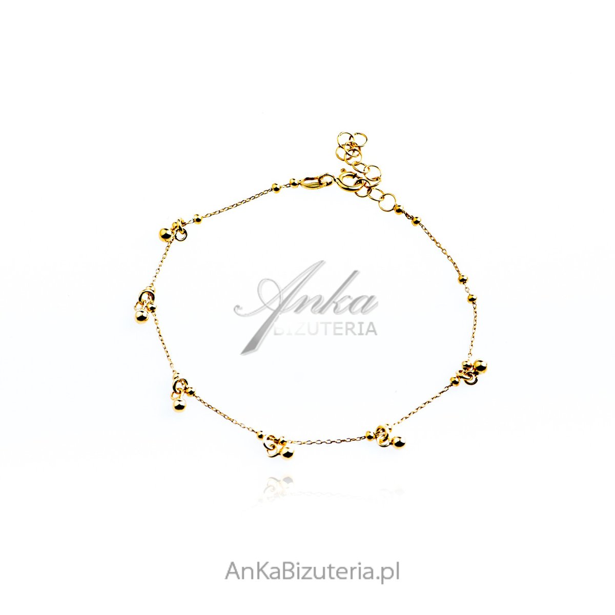 ankabizuteria.pl Bransoletka srebrna pozłacana z kuleczkami