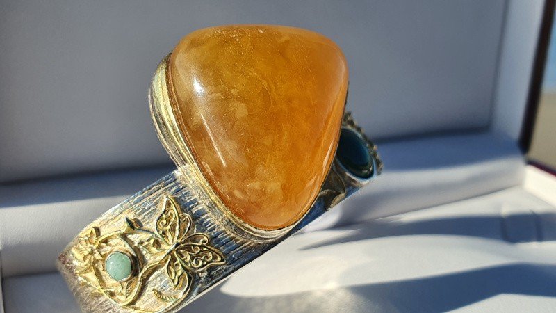 ankabizuteria.pl Oryginalna unikatowa Srebrna bransoletka z bursztyne