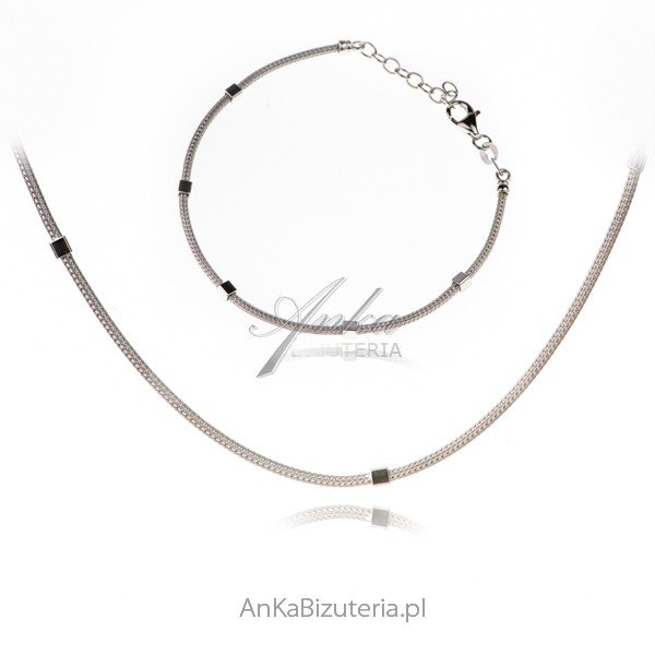 ankabizuteria.pl Komplet biżuteria srebrna calza z kosteczkami