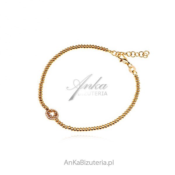 ankabizuteria.pl Bransoletka srebrna pozłacana z mikrocyrkoniamii