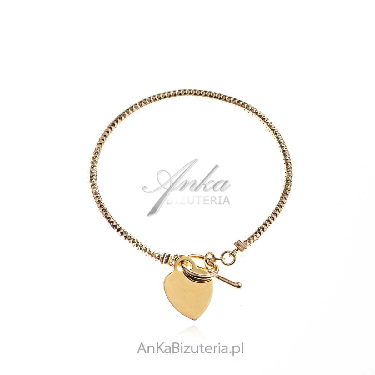 ankabizuteria.pl Bransoletka srebrna pozłacana z dużym sercem