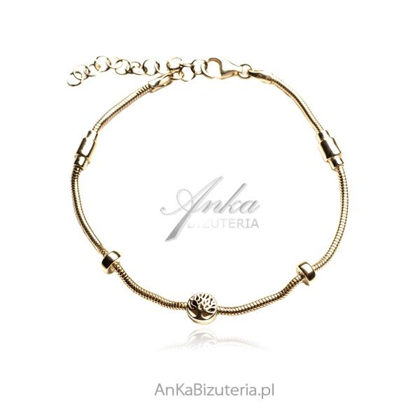 ankabizuteria.pl Bransoletka srebrna pozłacana drzewko szczęścia i cy