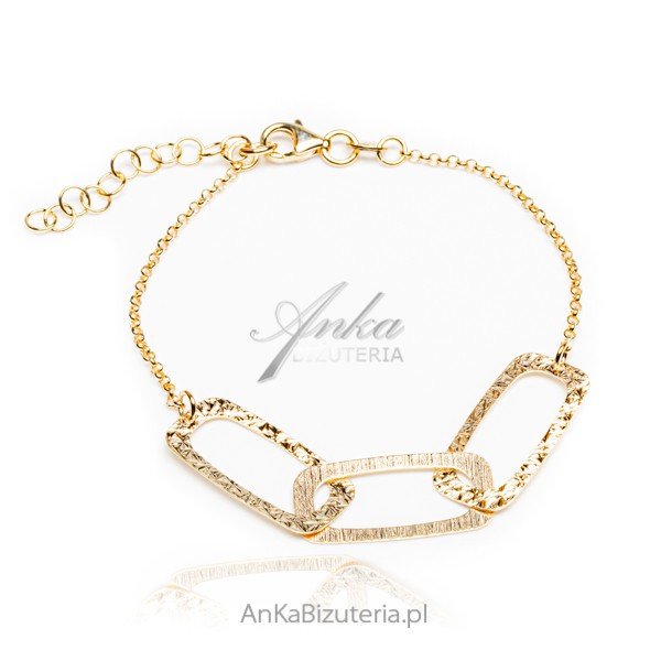 ankabizuteria.pl Bransoletka srebrna pozłacana i karbowana