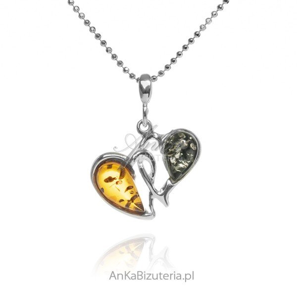 ankabizuteria.pl Srebrna zawieszka z bursztynem SERDUSZKO