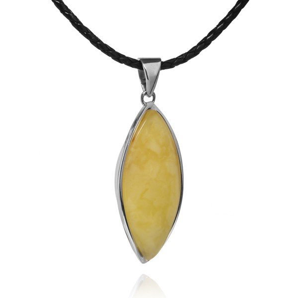 ankabizuteria.pl Zawieszka srebrna z żółtym bursztynem - wyjątkowa bi