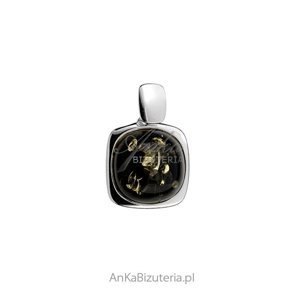 ankabizuteria.pl Srebrna zawieszka z zielonym bursztynem