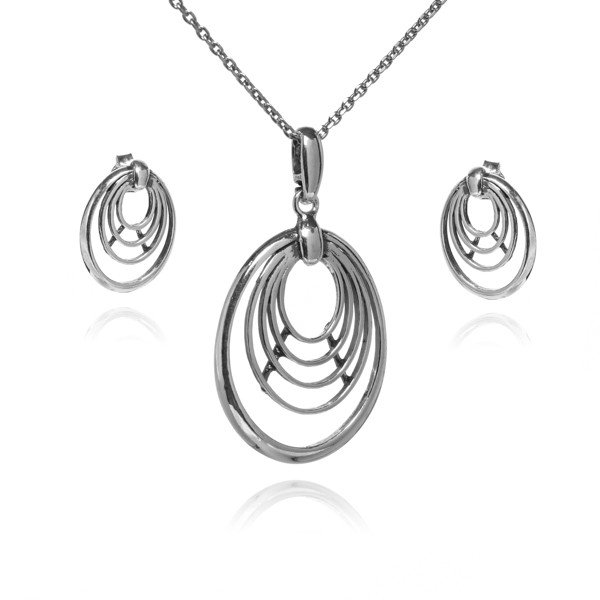 ankabizuteria.pl Komplet biżuteria srebrna owalny labirynt