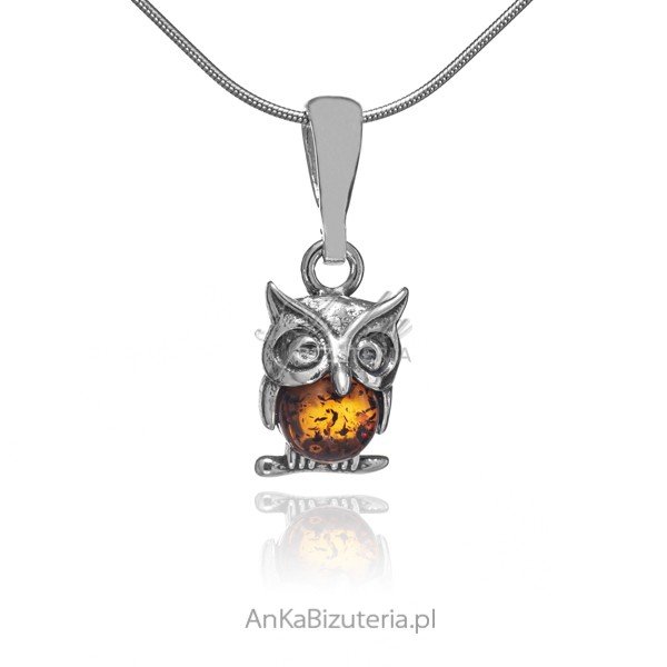 ankabizuteria.pl Zawieszka srebrna mała SÓWKA z bursztynem