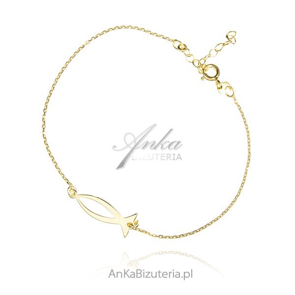 ankabizuteria.pl Bransoletka srebrna pozłacana ze znakiem RYBKI