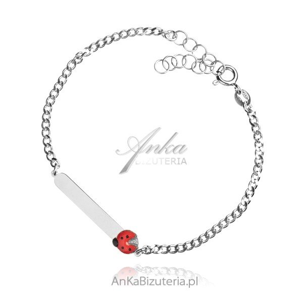 ankabizuteria.pl Bransoletka srebrna dziecięca czerwona biedronka GRA