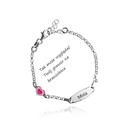 ankabizuteria.pl Bransoletka srebrna dziecięca do graweru z różowym s