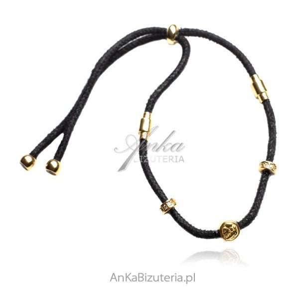 ankabizuteria.pl Bransoletka srebrna pozłacana z cyrkoniami i medal