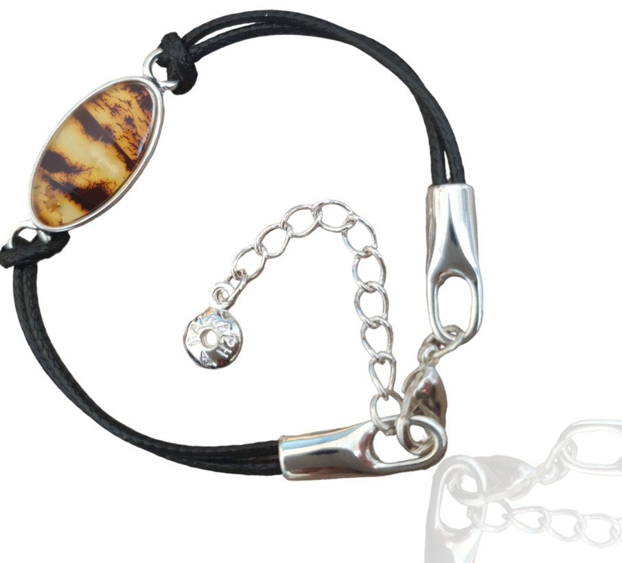 ankabizuteria.pl Bransoletka z bursztynem na skórzanych rzemykach i s