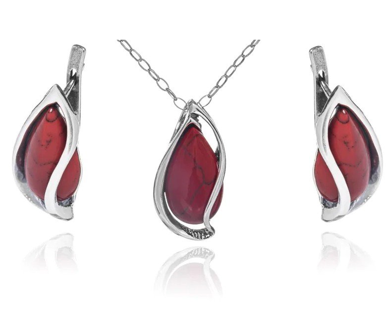 ankabizuteria.pl Srebrny komplet z koralem KLARA