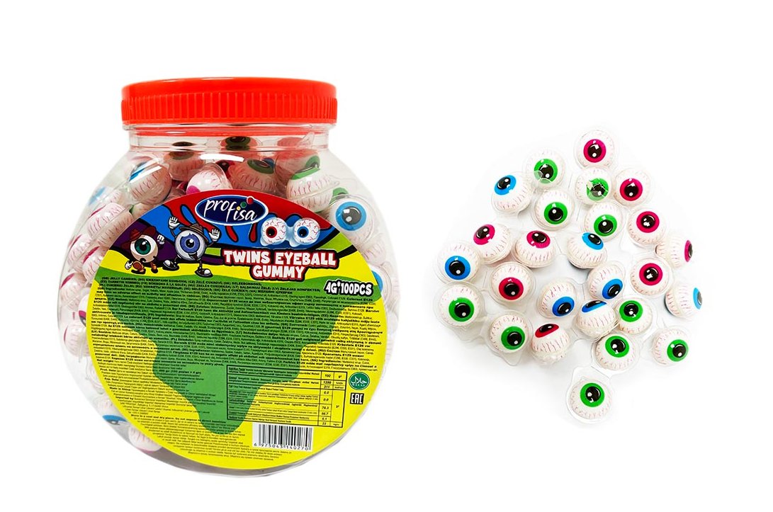 Żelki oczy Twins Eyeball Gummy 100szt x 4g
