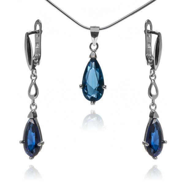 ankabizuteria.pl Elegancki komplet biżuteria srebrna z szafirową cyrk
